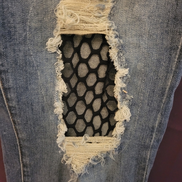 Womens Torrid Blue Boyfriend Jeans with Distressed Details - Picture 5 of 8